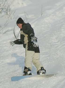 Christina på snowboard